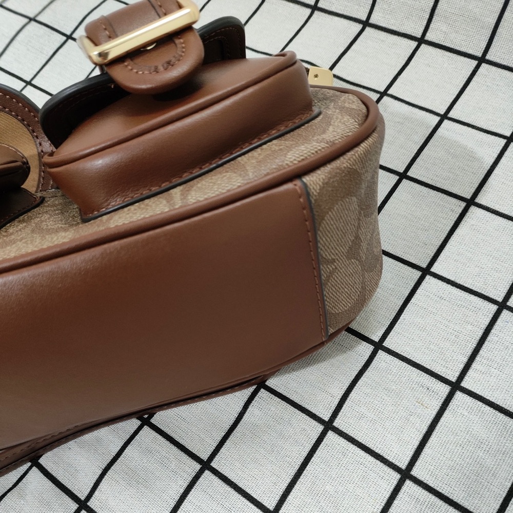 Coach Brown Signature Canvas Crossbody with Leather Buckle Pockets - Picture 6 of 6